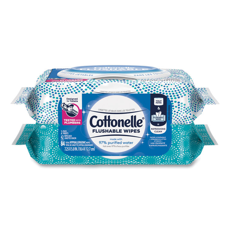Cottonelle - Fresh Care Flushable Cleansing Cloths, 3.73 x 5.5, White, 84/Pack, 8 Packs/Carton