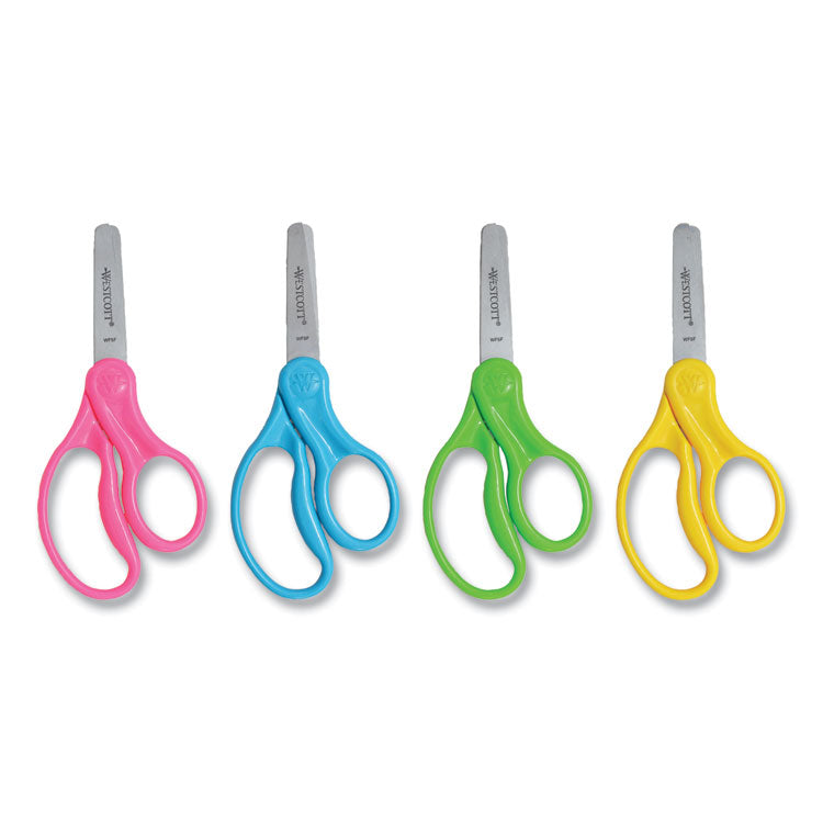 Westcott - For Kids Scissors, Blunt Tip, 5" Long, 1.75" Cut Length, Randomly Assorted Straight Handles