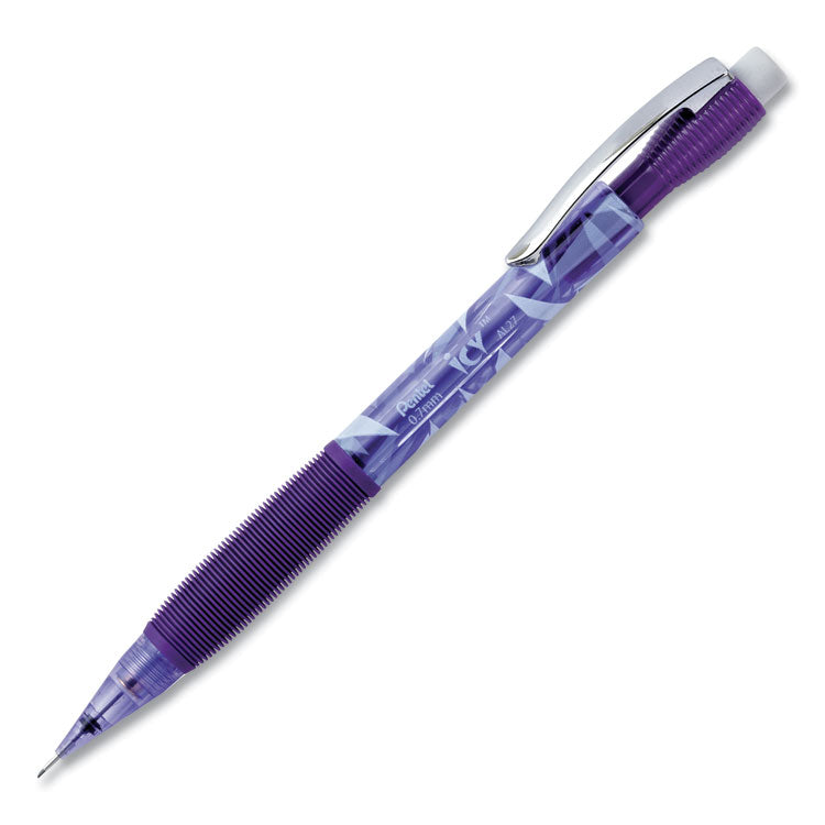 Pentel - Icy Mechanical Pencil, 0.7 mm, HB (#2.5), Black Lead, Transparent Violet Barrel, Dozen