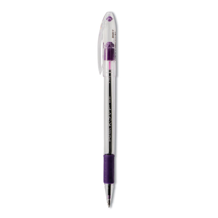 Pentel - R.S.V.P. Ballpoint Pen, Stick, Fine 0.7 mm, Violet Ink, Clear/Violet Barrel, Dozen