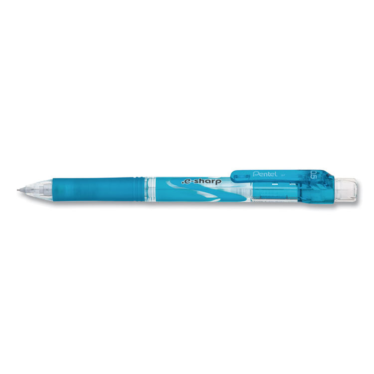 Pentel - .e-Sharp Mechanical Pencil, 0.5 mm, HB (#2.5), Black Lead, Sky Blue Barrel, Dozen