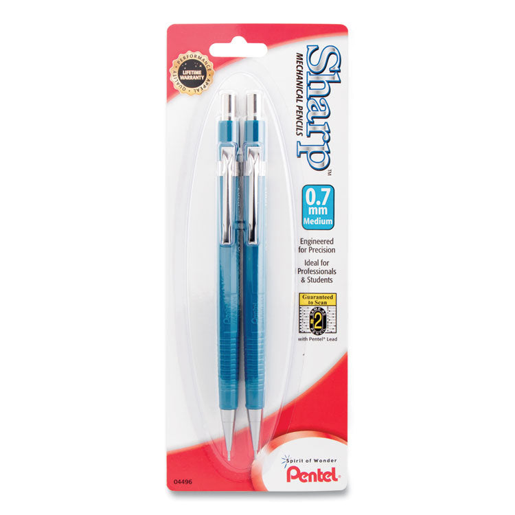 Pentel - Sharp Mechanical Pencil, 0.7 mm, HB (#2.5), Black Lead, Blue Barrel, 2/Pack