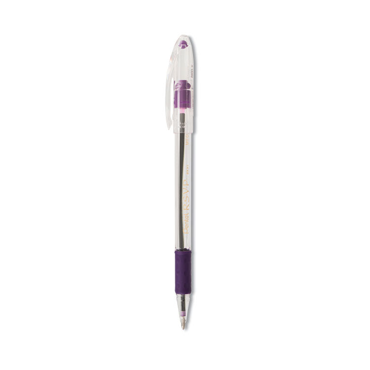 Pentel - R.S.V.P. Ballpoint Pen, Stick, Medium 1 mm, Violet Ink, Clear/Violet Barrel, Dozen
