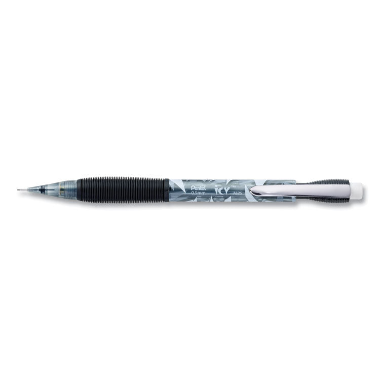Pentel - Icy Mechanical Pencil, 0.5 mm, HB (#2.5), Black Lead, Transparent Smoke Barrel, Dozen
