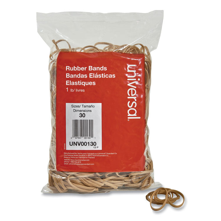 Universal - Rubber Bands, Size 30, 0.04" Gauge, Beige, 1 lb Box, 1,100/Pack