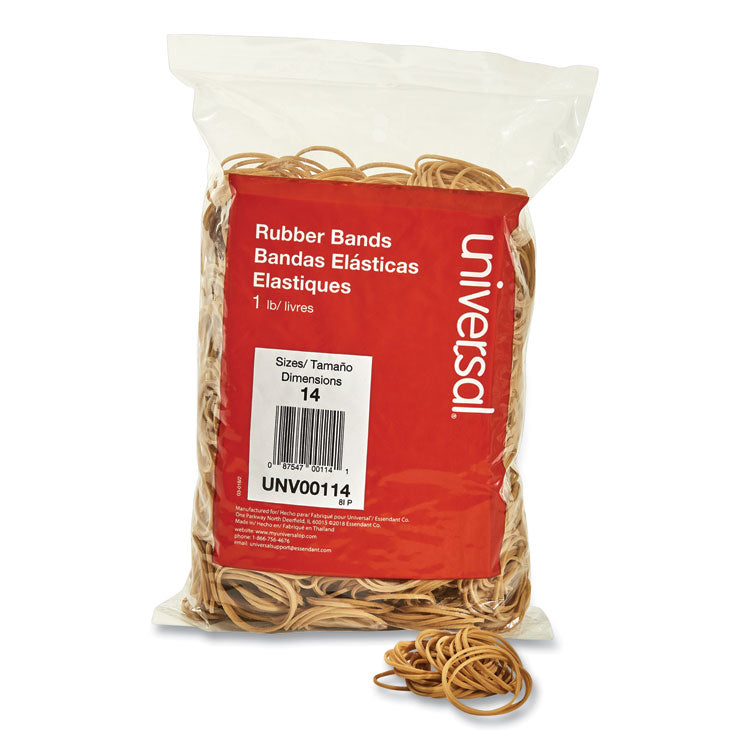 Universal - Rubber Bands, Size 14, 0.04" Gauge, Beige, 1 lb Box, 2,200/Pack