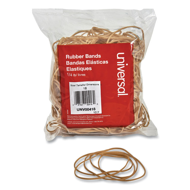 Universal - Rubber Bands, Size 18, 0.04" Gauge, Beige, 4 oz Box, 400/Pack