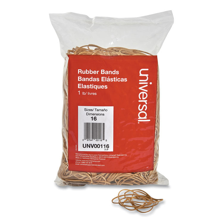 Universal - Rubber Bands, Size 16, 0.04" Gauge, Beige, 1 lb Box, 1,900/Pack