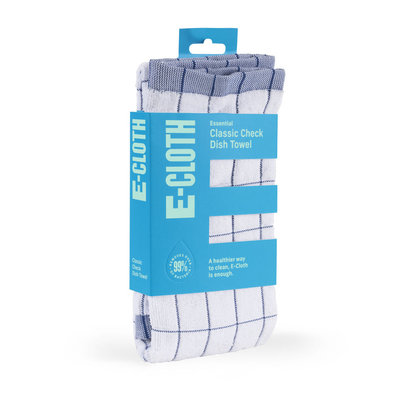 E-CLOTH - E-Cloth Blue/White Microfiber Blend Check Kitchen Towel 1 pk - Case of 5