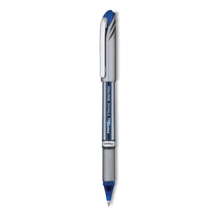 Pentel - EnerGel NV Gel Pen, Stick, Medium 0.7 mm, Blue Ink, Blue Barrel, Dozen