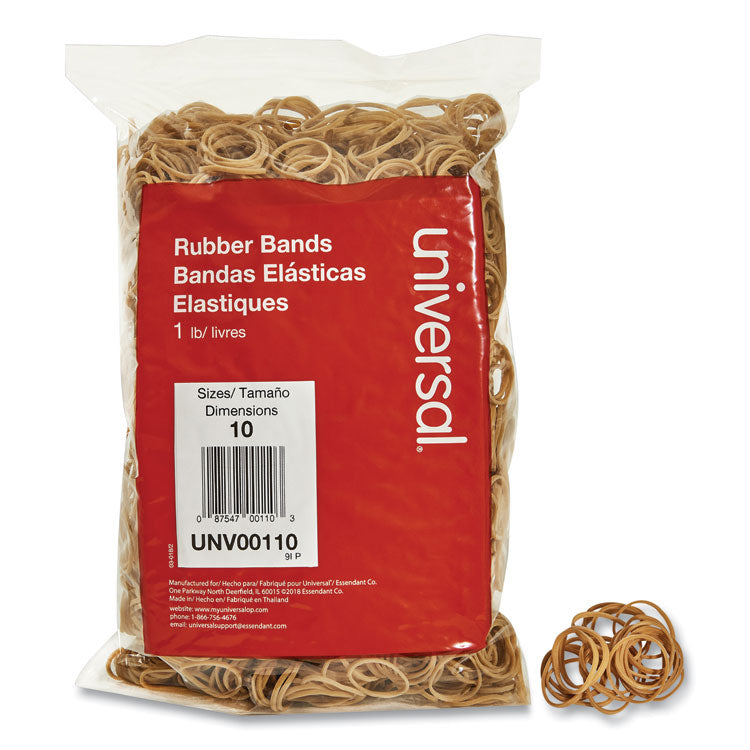 Universal - Rubber Bands, Size 10, 0.04" Gauge, Beige, 1 lb Box, 3,400/Pack