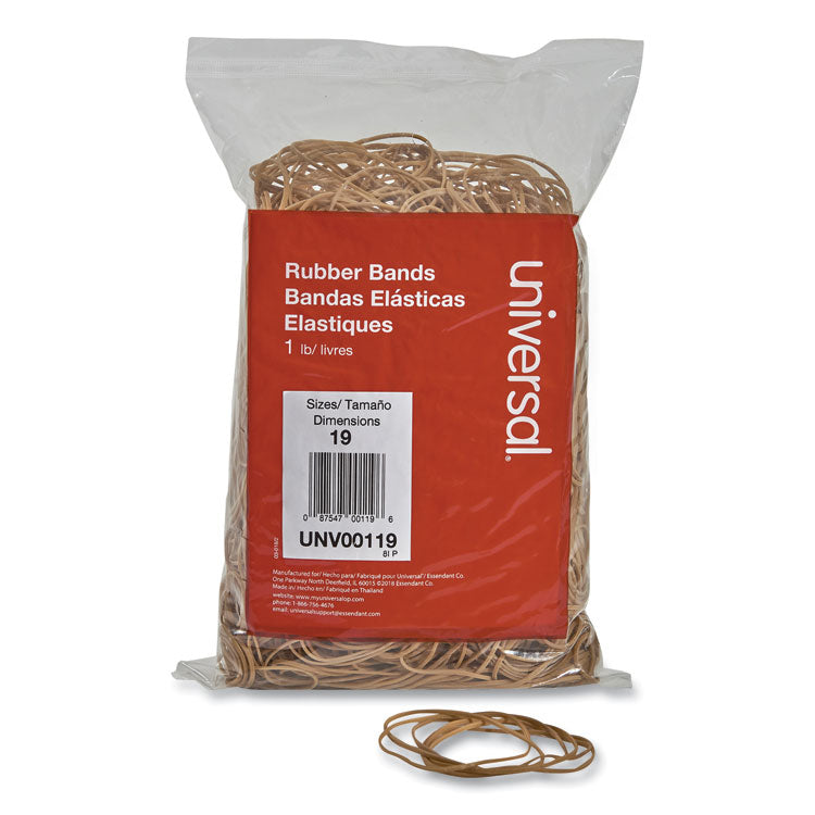 Universal - Rubber Bands, Size 19, 0.04" Gauge, Beige, 1 lb Bag, 1,240/Pack