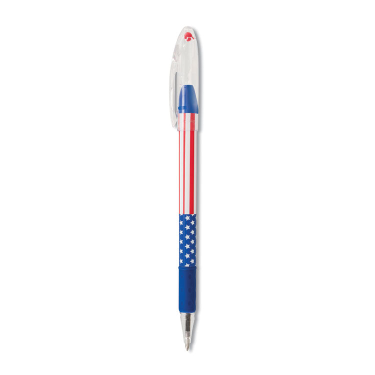 Pentel - R.S.V.P. Stars and Stripes Ballpoint Pen, Stick, Fine 0.7 mm, Black Ink, Red/White/Blue Barrel, Dozen