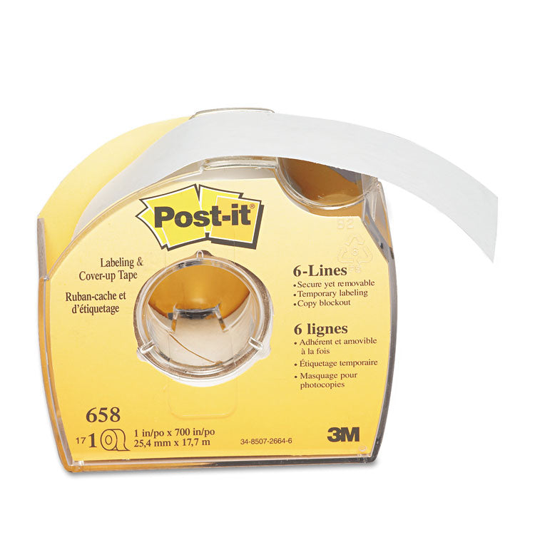 Post-it - Labeling and Cover-Up Tape, Non-Refillable, Clear Applicator, 1" x 700"