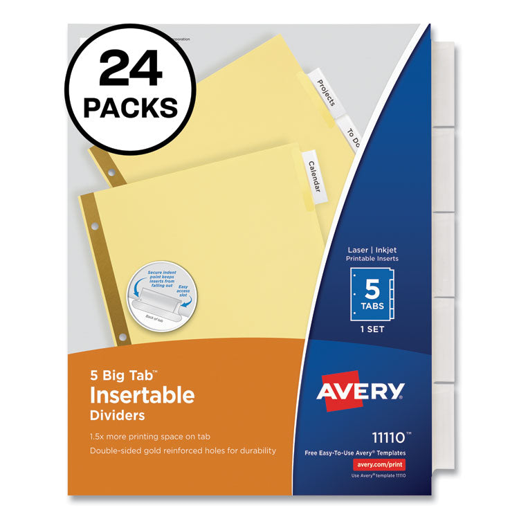 Avery - Insertable Big Tab Dividers, 5-Tab, Letter, 24 Sets