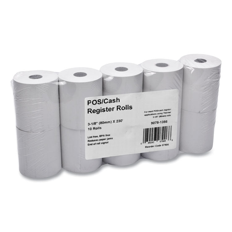 Iconex - Direct Thermal Printing Thermal Paper Rolls, 3.13" x 230 ft, White, 10/Pack