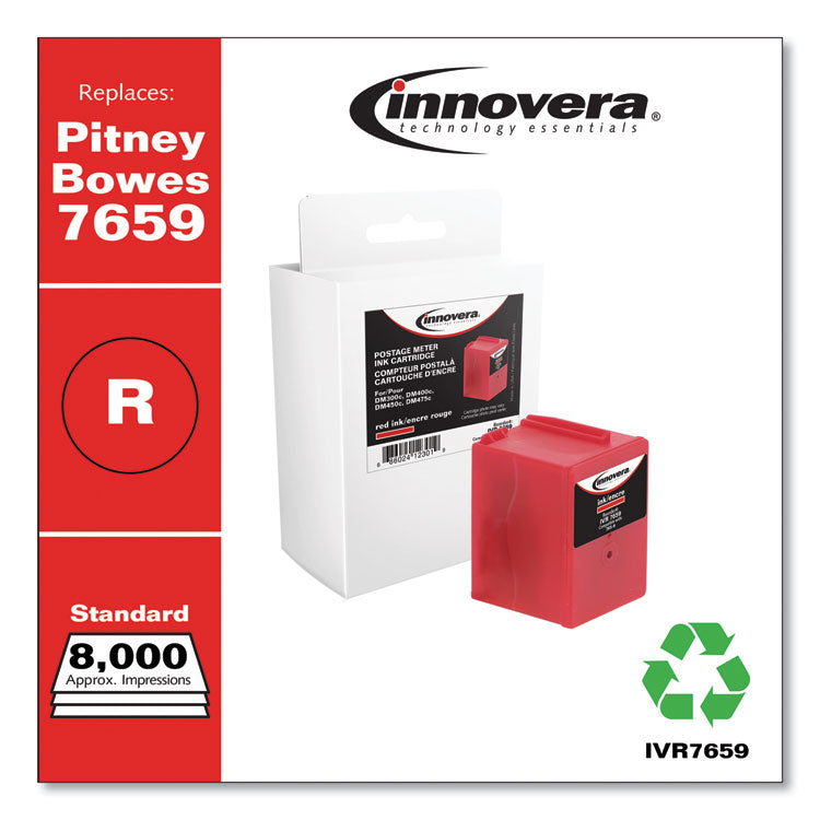 Innovera - Compatible Red Postage Meter Ink, Replacement for 765-9 (7659), 8,000 Page-Yield