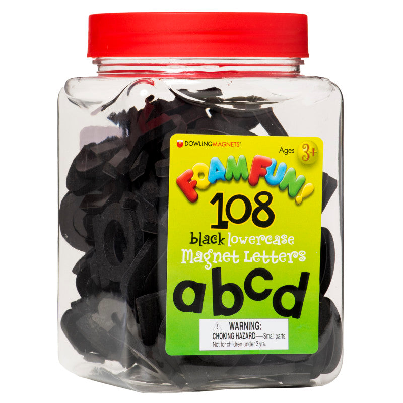 DOWLING MAGNETS - Foam Fun!™ Lowercase Black Magnetic Letters, 108 Pieces
