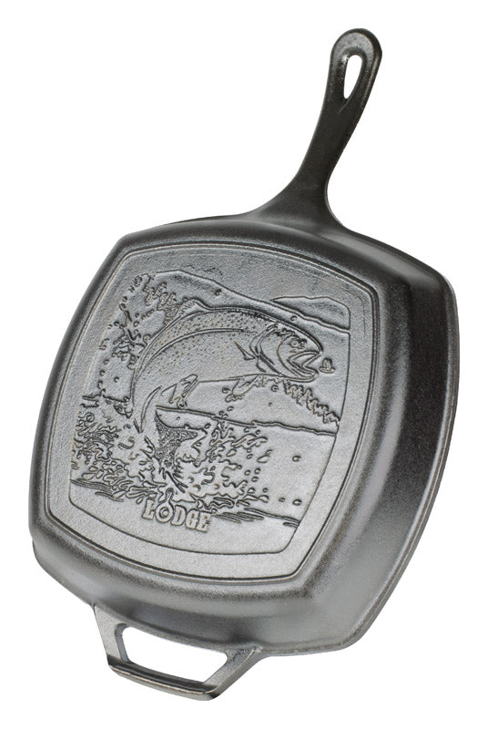 LODGE - Lodge Wildlife Series-Rainbow Trout Cast Iron Grill Pan 10-1/2 in. Black