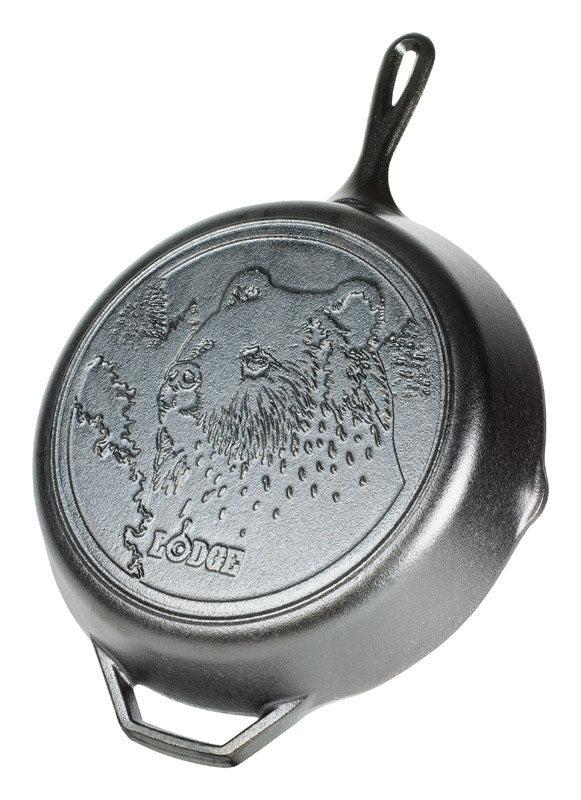 LODGE - Lodge Wildlife Series-Brown Bear Cast Iron Skillet 12 in. Black