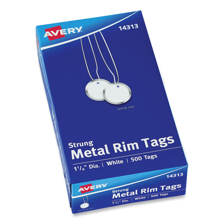 Avery - Heavyweight Stock Metal Rim Tags, 1.25" dia, White, 500/Box