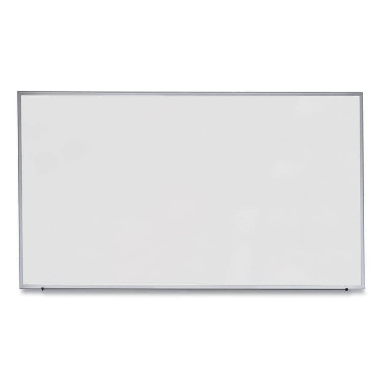 Universal - Deluxe Melamine Dry Erase Board, 72 x 48, Melamine White Surface, Silver Anodized Aluminum Frame