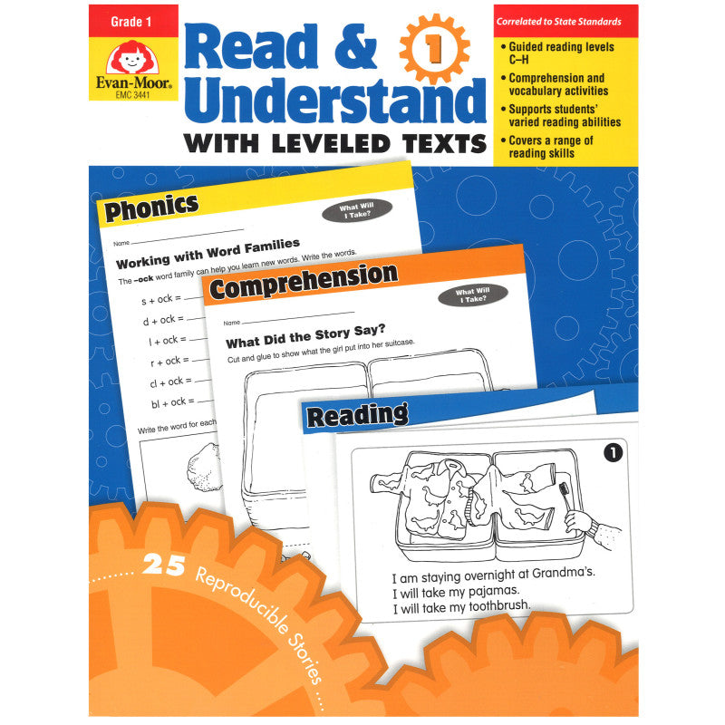 EVAN-MOOR - Read & Understand with Leveled Texts Book, Grade 1