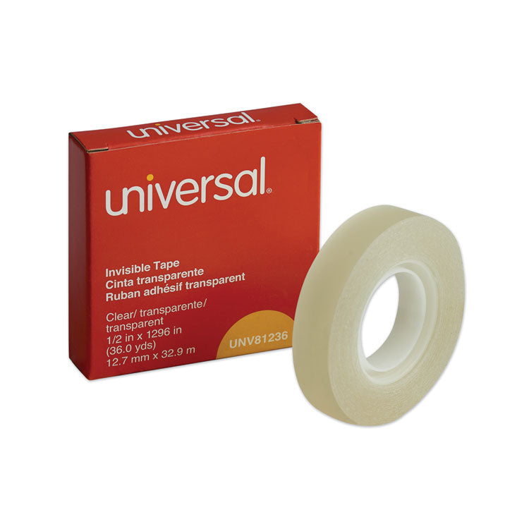 Universal - Invisible Tape, 1" Core, 0.5" x 36 yds, Clear