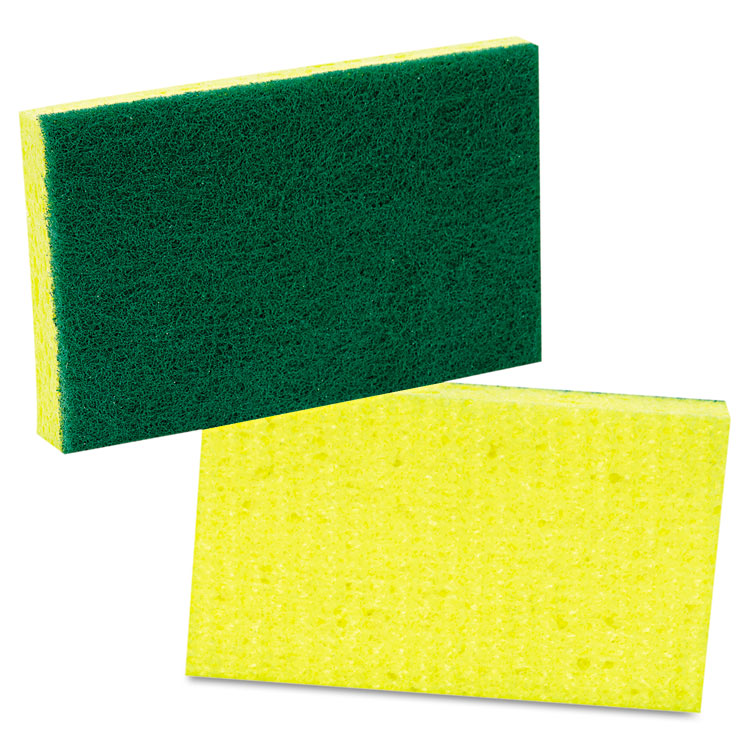 Scotch-Brite PROFESSIONAL - Medium-Duty Scrubbing Sponge, 3.6 x 6.1, 0.7" Thick, Yellow/Green, 10/Pack