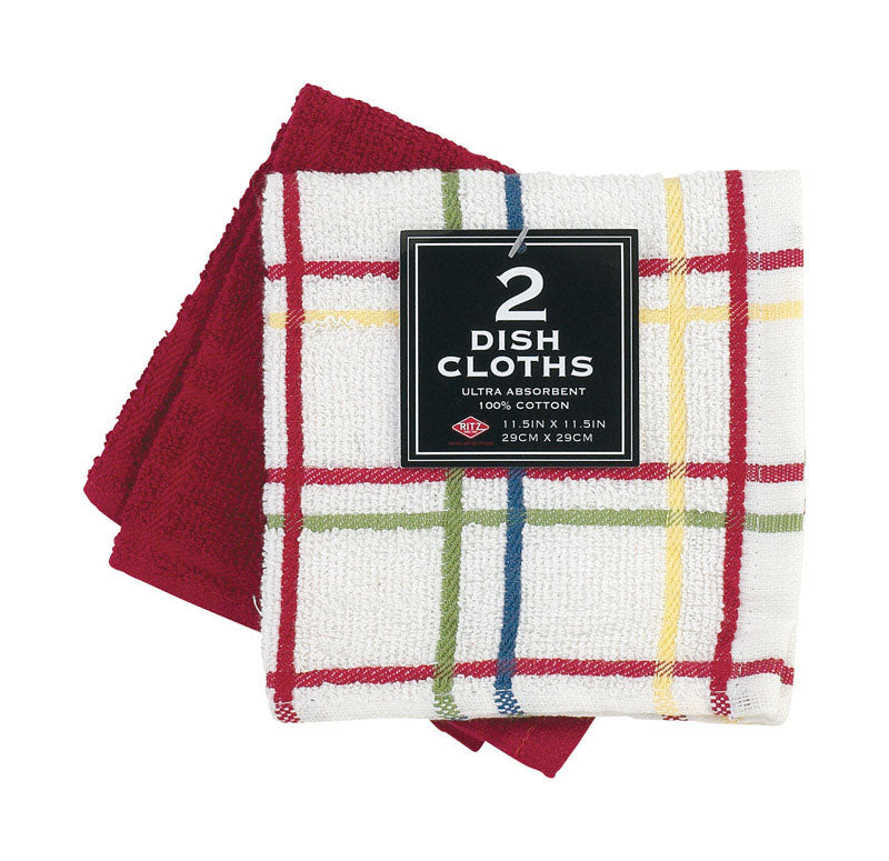 RITZ - Ritz Paprika Cotton Check/Solid Dish Cloth 2 pk - Case of 3 [27283]