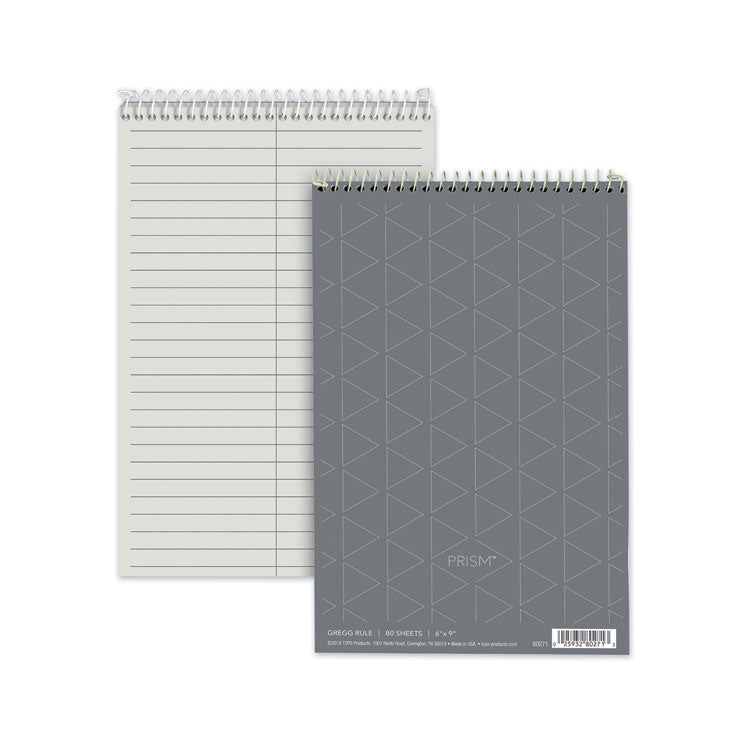 TOPS - Prism Steno Pads, Gregg Rule, Gray Cover, 80 Gray 6 x 9 Sheets, 4/Pack