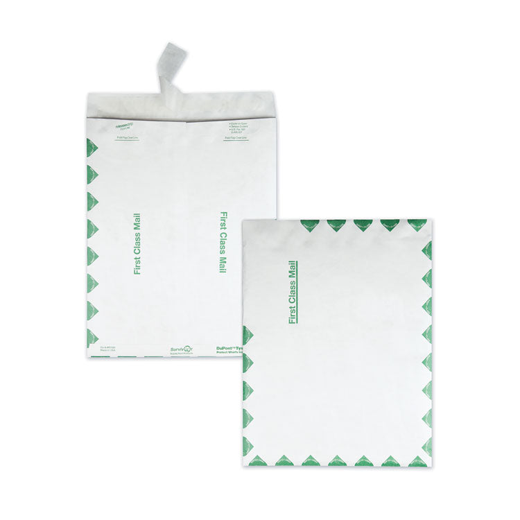Survivor - Lightweight 14 lb Tyvek Catalog Mailers, First Class, #13 1/2, Square Flap, Redi-Strip Closure, 10 x 13, White, 100/Box
