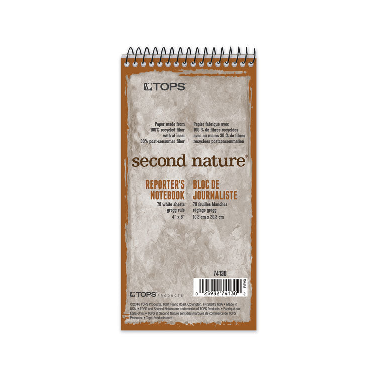 TOPS - Second Nature Recycled Notepads, Gregg Rule, Randomly Assorted Cover Colors, 70 White 4 x 8 Sheets