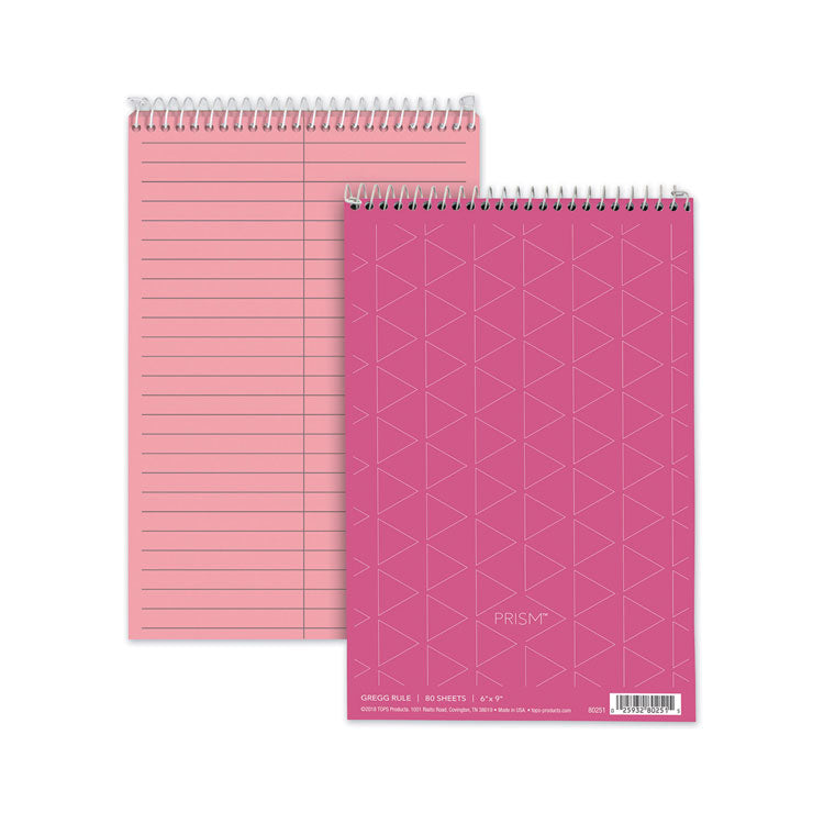 TOPS - Prism Steno Pads, Gregg Rule, Pink Cover, 80 Pink 6 x 9 Sheets, 4/Pack