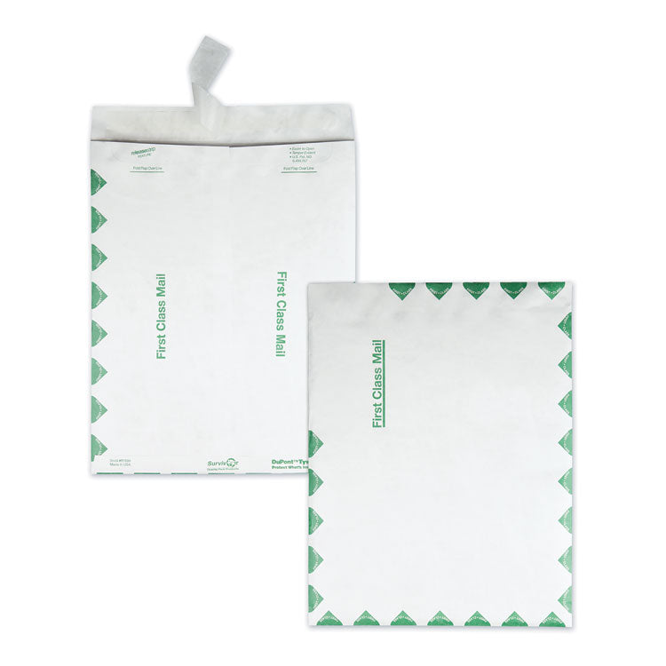 Survivor - Lightweight 14 lb Tyvek Catalog Mailers, First Class, #15 1/2, Square Flap, Redi-Strip Closure, 12 x 15.5, White, 100/Box