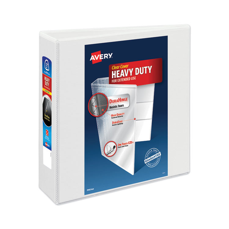 Avery - Heavy-Duty View Binder with DuraHinge and Locking One Touch EZD Rings, 3 Rings, 3" Capacity, 11 x 8.5, White