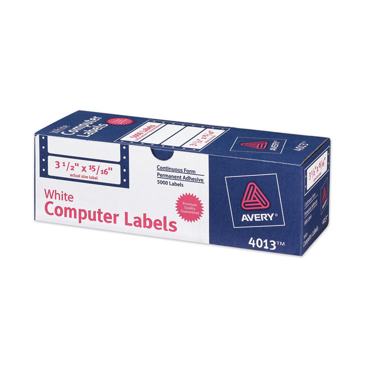 Avery - Dot Matrix Printer Mailing Labels, Pin-Fed Printers, 0.94 x 3.5, White, 5,000/Box