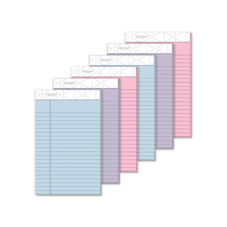 TOPS - Prism + Colored Writing Pads, Narrow Rule, 50 Assorted Pastel-Color 5 x 8 Sheets, 6/Pack