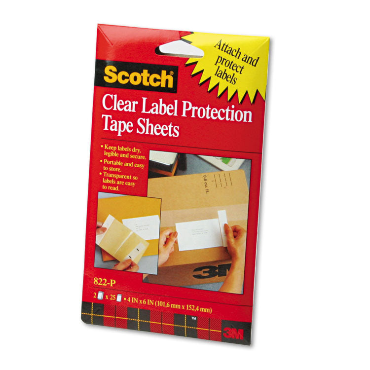 Scotch - ScotchPad Label Protection Tape Sheets, 4" x 6", Clear, 25/Pad, 2 Pads/Pack