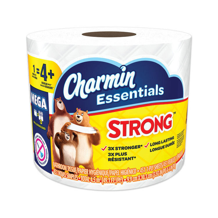 Charmin - Essentials Strong Bathroom Tissue, Septic Safe, Individually Wrapped Rolls, 1-Ply, White, 451/Roll, 36 Rolls/Carton