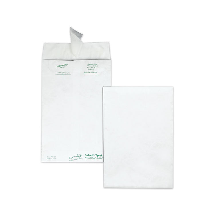 Survivor - Lightweight 14 lb Tyvek Catalog Mailers, #6 1/2, Square Flap, Redi-Strip Adhesive Closure, 6 x 9, White, 100/Box