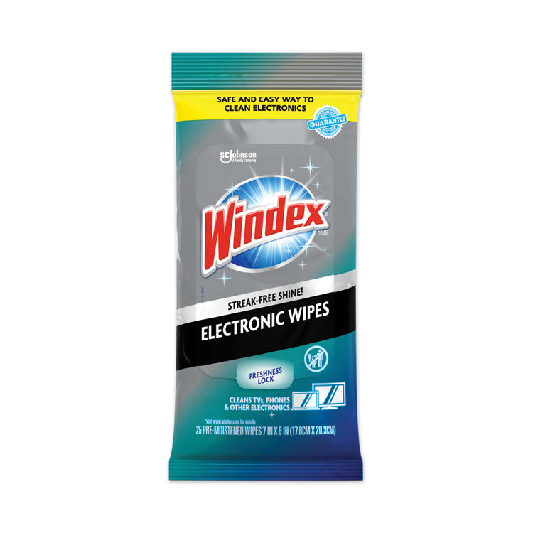 Windex - Electronics Cleaner, 1-Ply, 7 x 10, Neutral Scent, White, 25 Wipes