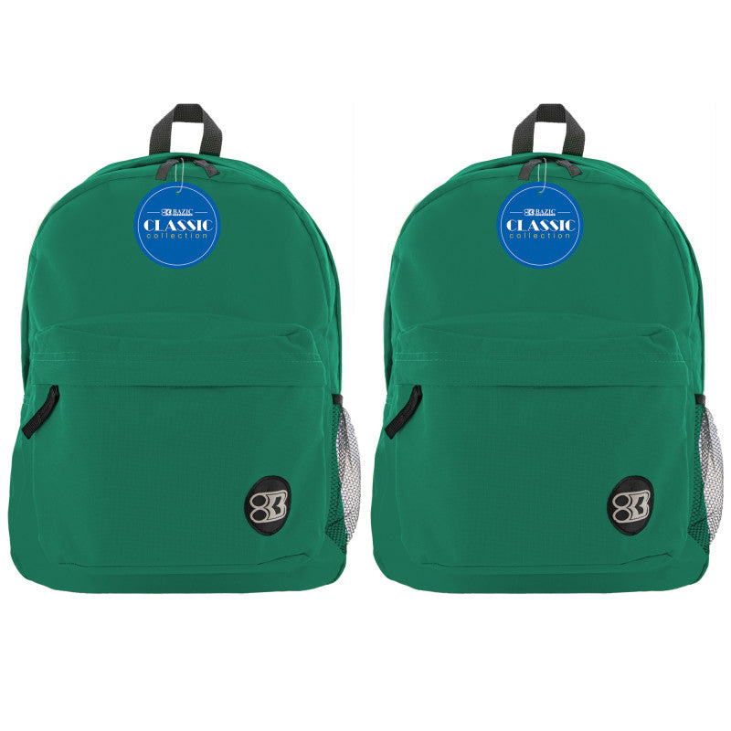 BAZIC PRODUCTS - Classic Backpack 17" Green, Pack of 2