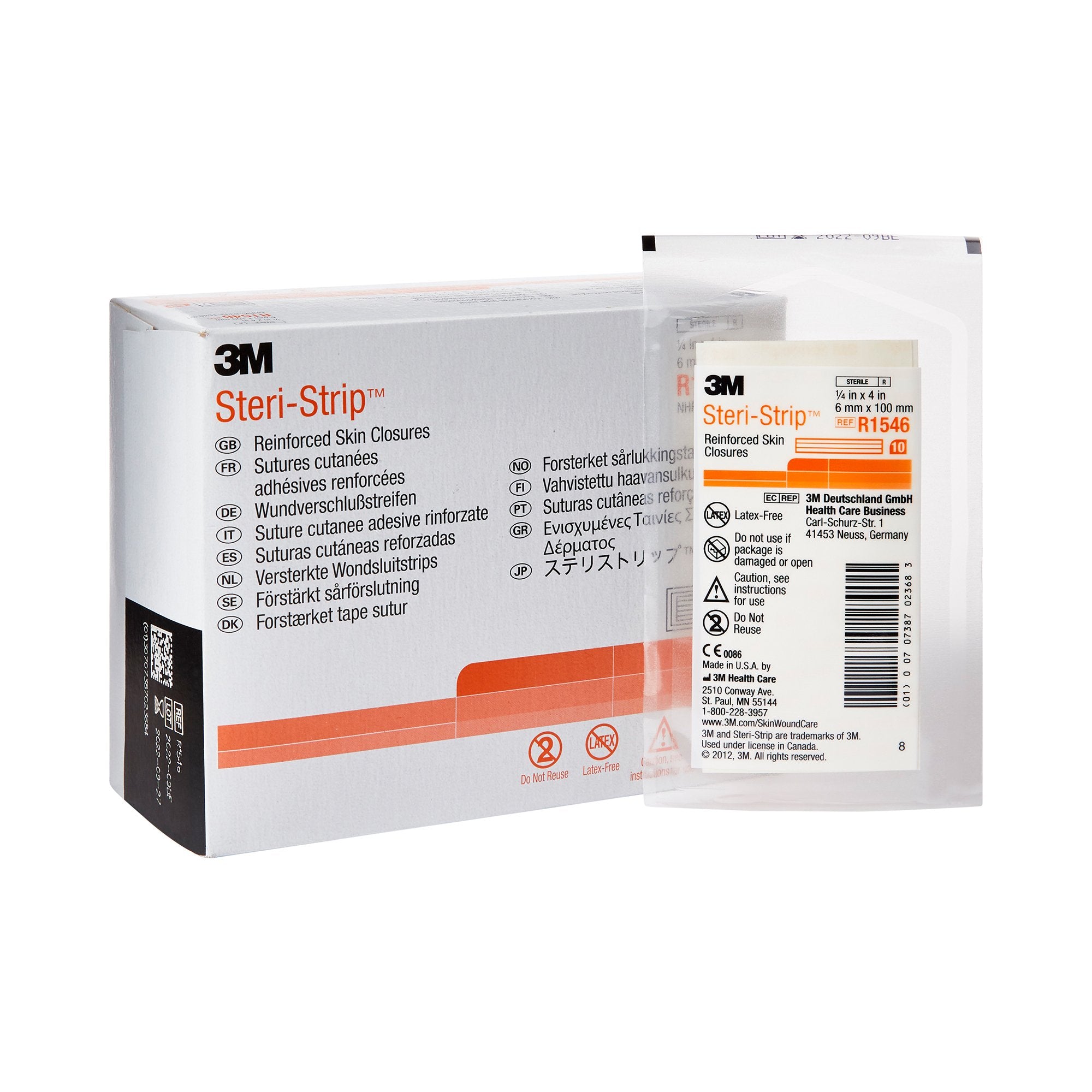 Solventum Corporation - Skin Closure Strip Steri-Strip™ 1/4 X 4 Inch Nonwoven Material Reinforced Strip White [50/BX]