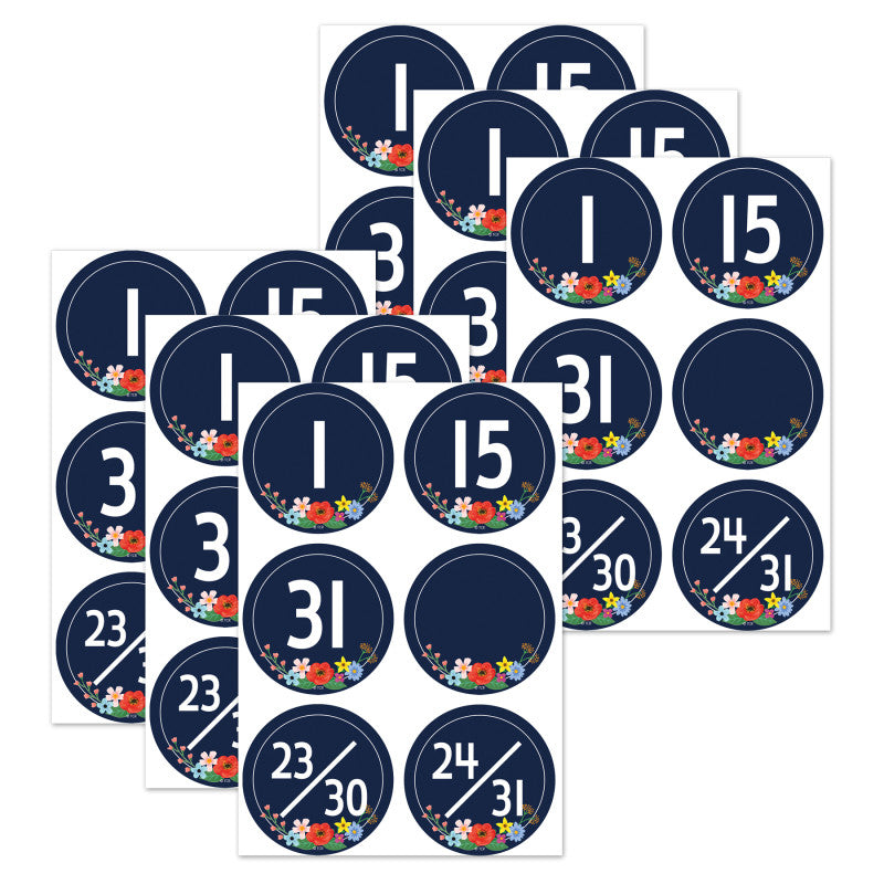 TEACHER CREATED RESOURCES - Wildflowers Calendar Days, 36 Per Pack, 6 Packs