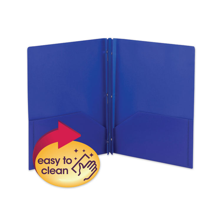 Smead - Poly Two-Pocket Folder with Fasteners, 180-Sheet Capacity, 11 x 8.5, Blue, 25/Box