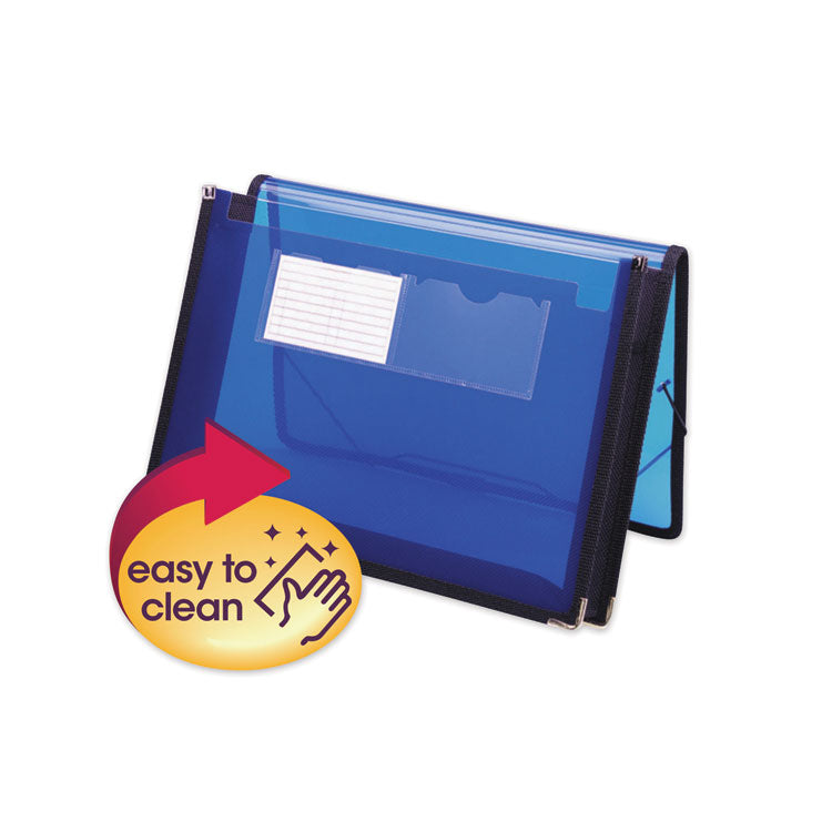 Smead - Poly Wallets, 2.25" Expansion, 1 Section, Elastic Cord Closure, Letter Size, Translucent Blue