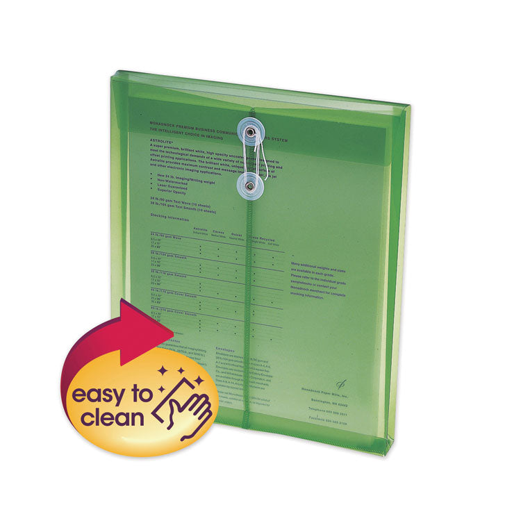 Smead - Poly String and Button Interoffice Envelopes, Open-End (Vertical), 9.75 x 11.63, Transparent Green, 5/Pack