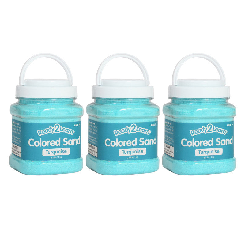 READY 2 LEARN - Colored Sand - Turquoise - 2.2 lb. Jar - Pack of 3