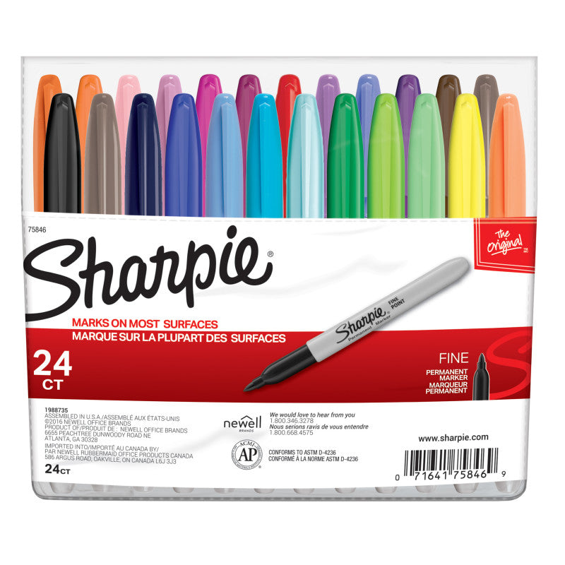 SHARPIE - Fine Point Markers, Assorted Colors, Pack of 24